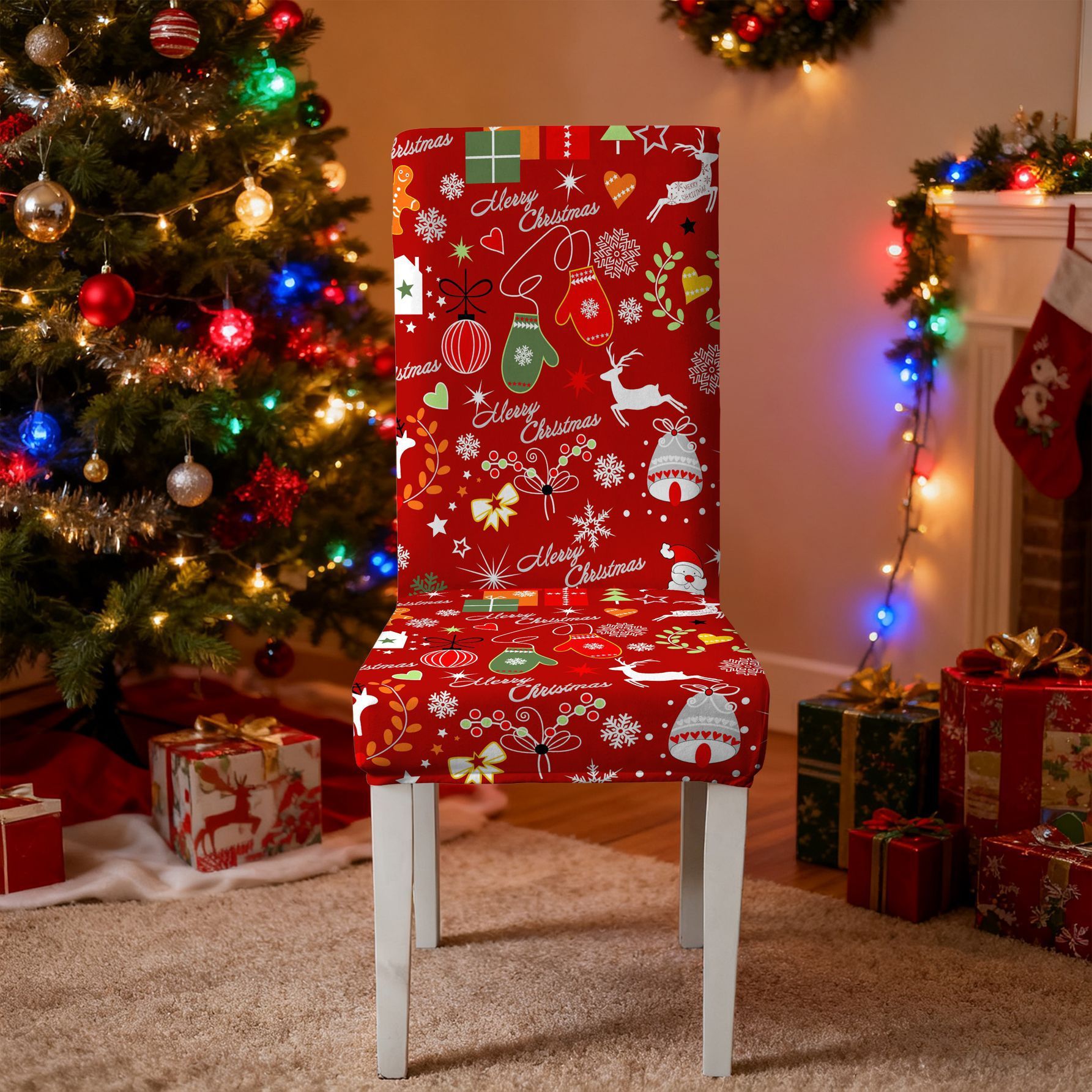 Elastic Christmas Kitchen Chair Covers
