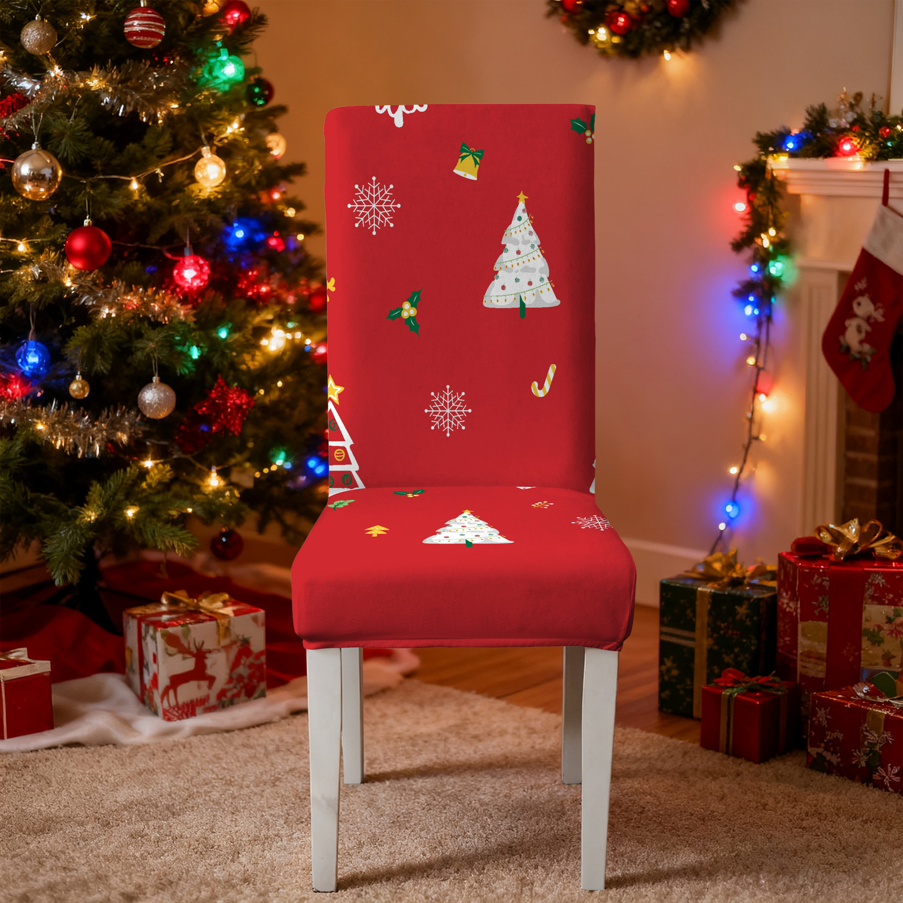 Elastic Christmas Kitchen Chair Covers