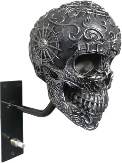 Wall Mounted Motorcycle Skull Helmet Rack