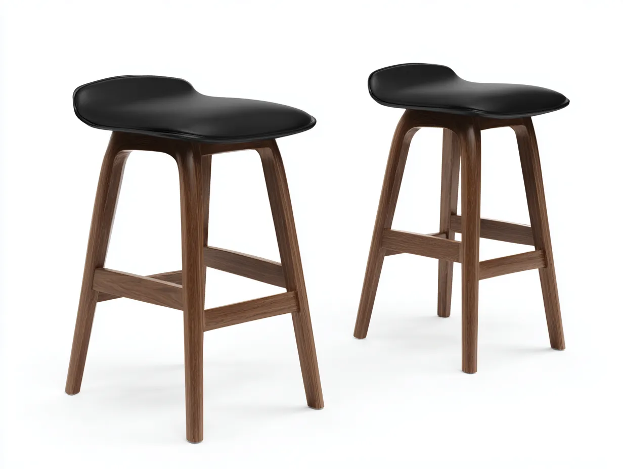 Tabourets de bar en bois et similicuir 48×50×98 cm - noir/marron - balcon contemporain-Lirozahaus