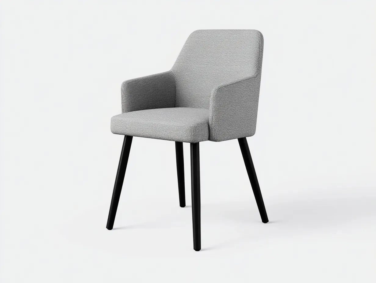 Chaise de salle à manger 58×60×82 cm – tissu gris – structure métal noir – avec accoudoirs-Lirozahaus