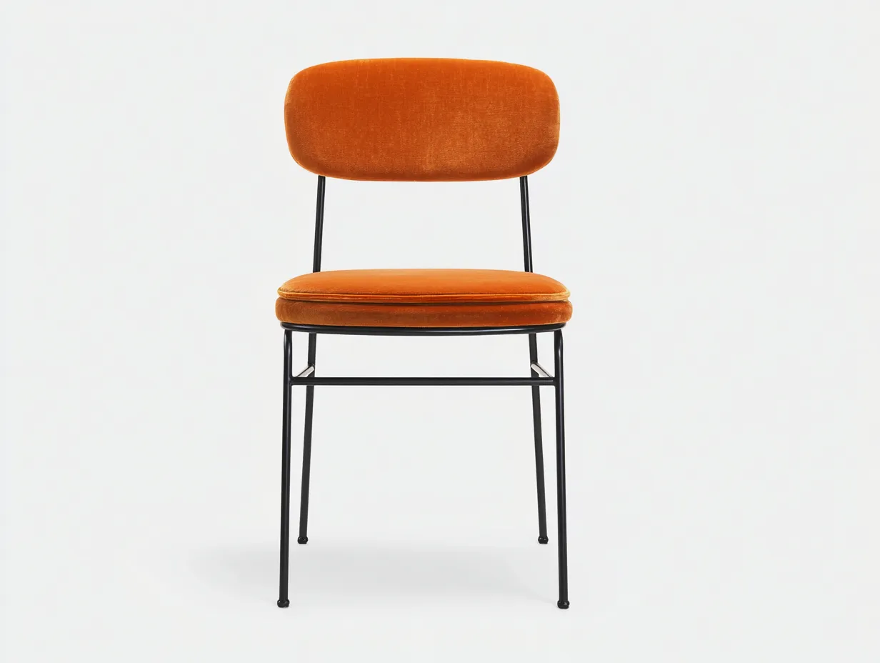 Chaise de salle à manger en tissu et métal 49×54×82 cm - orange/noir - style contemporain-Lirozahaus