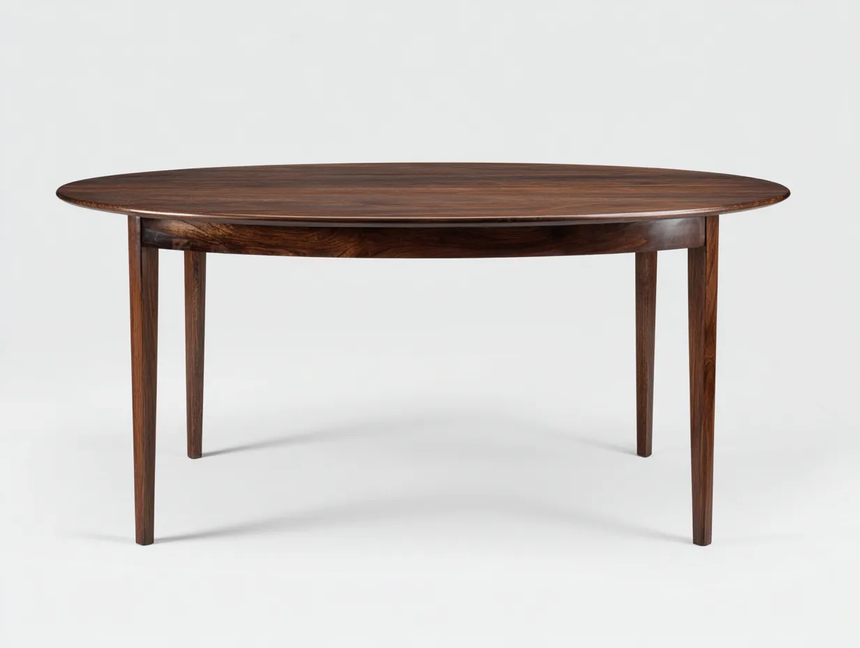 Table à manger 110×110×75 cm – plateau blanc et bois brun – forme ronde contemporaine-Lirozahaus