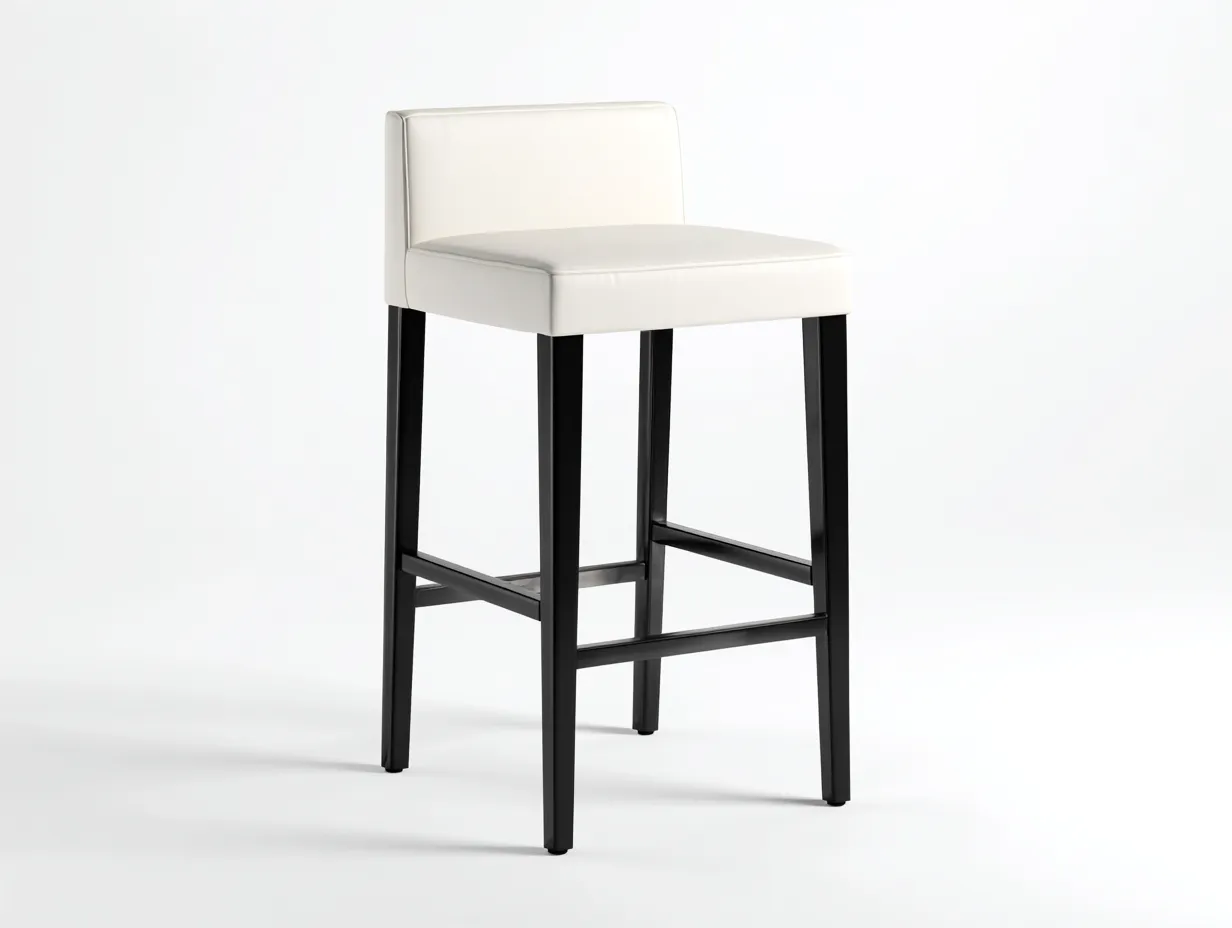 Tabouret de bar 46×48×94 cm - similicuir blanc et métal noir - design moderne pour terrasse-Lirozahaus