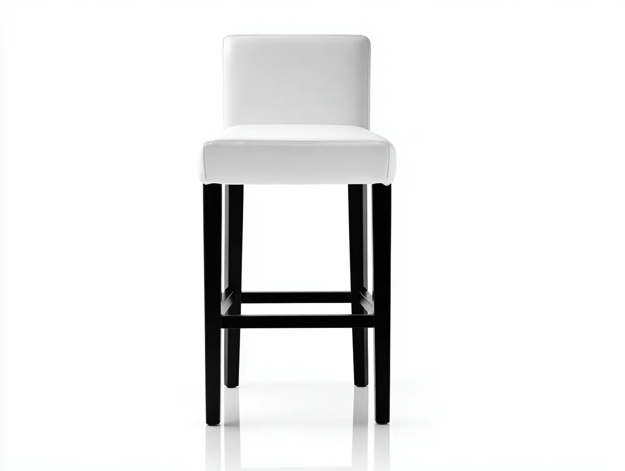 Tabouret de bar 44×47×103 cm - similicuir blanc et bois noir - style moderne pour terrasse-Lirozahaus