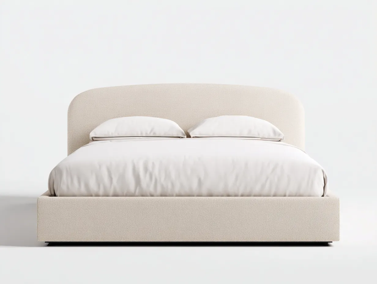 Lit double 226×186×100 cm – beige – rembourré pour chambre à coucher-Lirozahaus