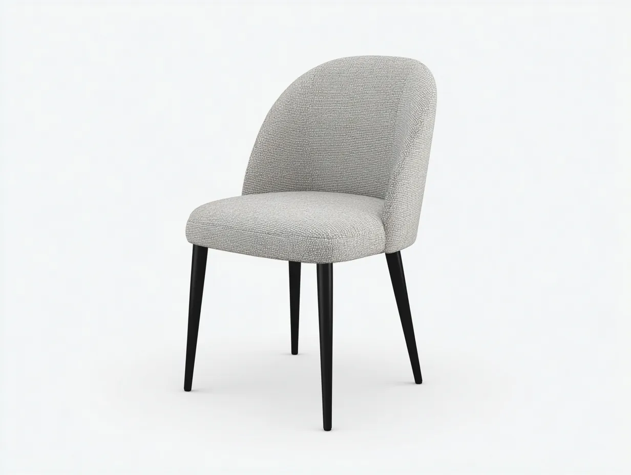 Chaise de salle à manger 50×57×84 cm – tissu gris clair et métal noir – dossier arrondi enveloppant-Lirozahaus