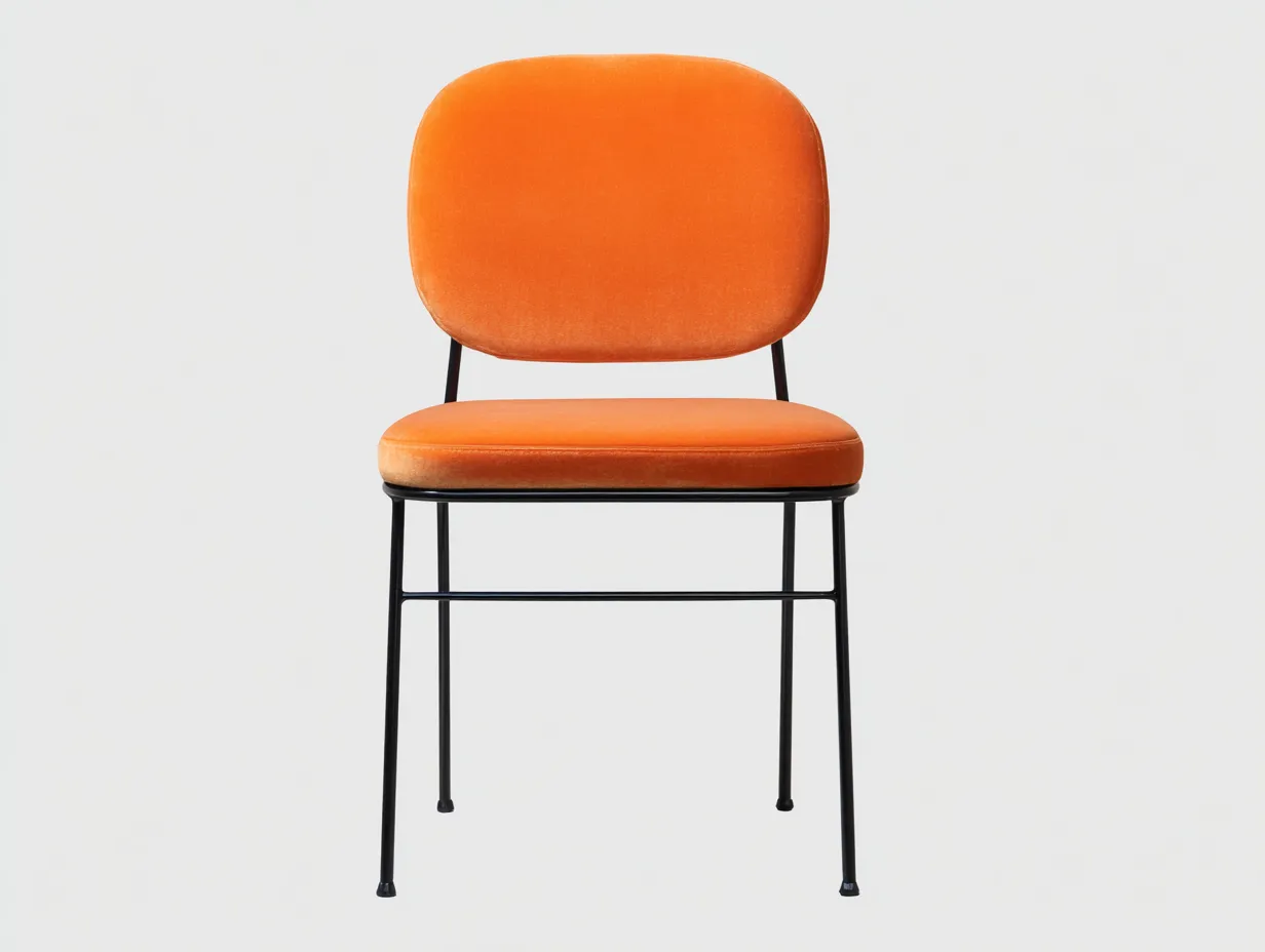 Chaise de salle à manger 48×56×82 cm - tissu orange et métal noir - design moderne pour salle à manger-Lirozahaus