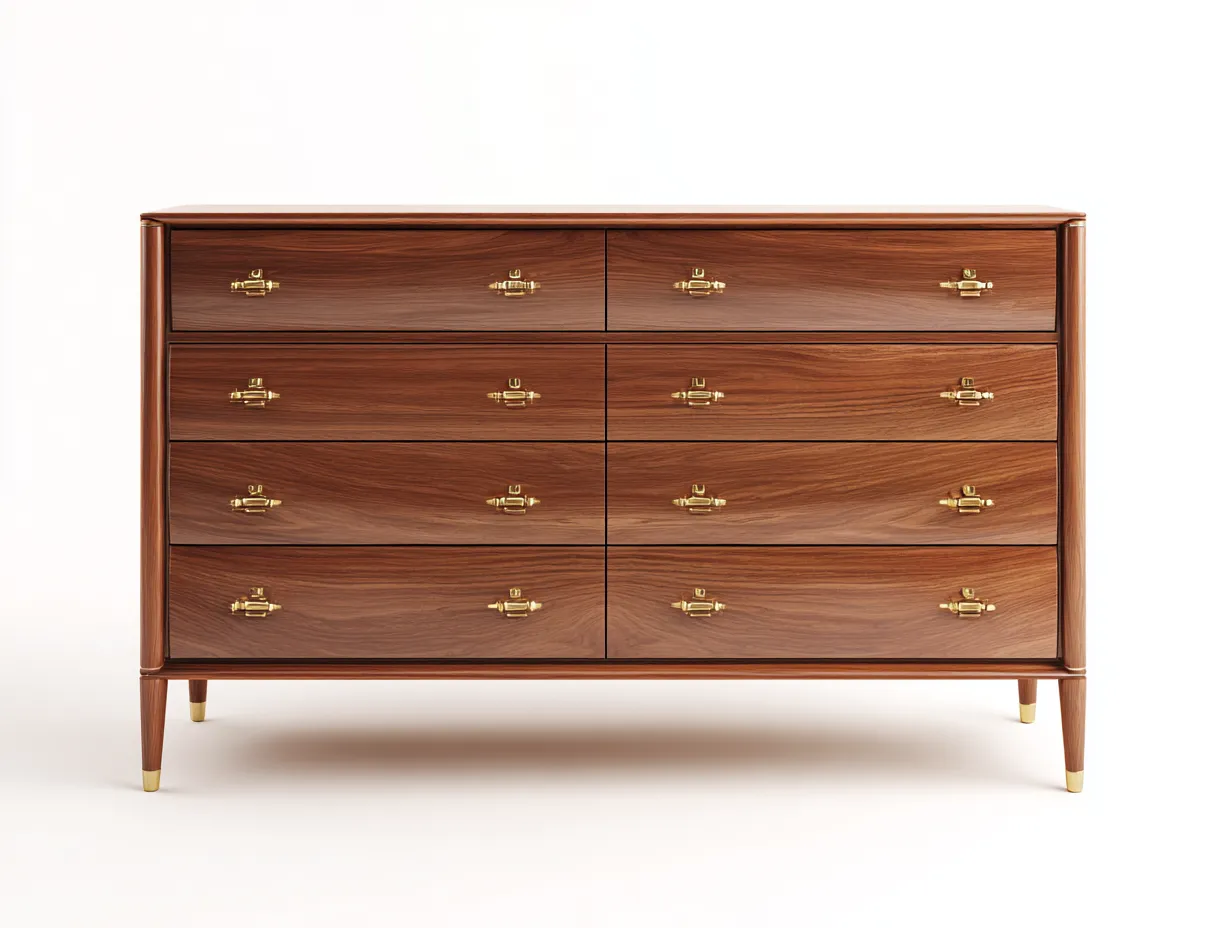 Garde-robe basse en bois 150×45×90 cm - marron - rangement horizontal pour chambre à coucher-Lirozahaus