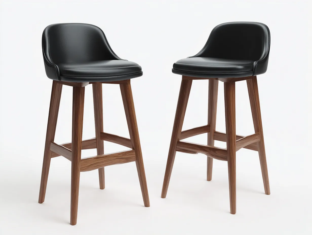 Tabourets de bar 47×53×101 cm - similicuir marron et métal noir - design moderne pour balcon-Lirozahaus