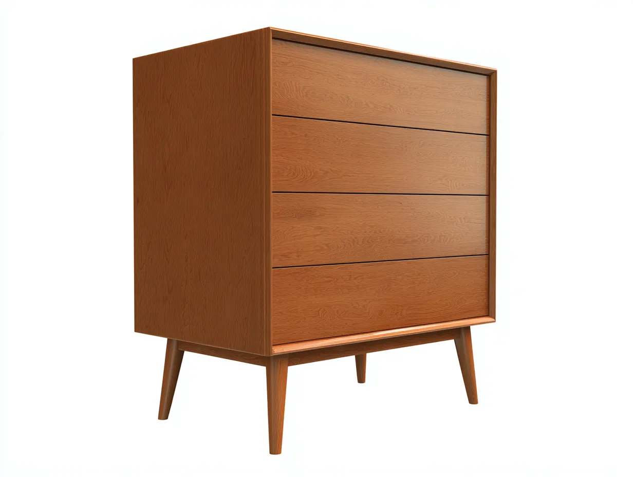 Commode haute en bois 90×48×125 cm - marron - rangement de chambre style rétro-Lirozahaus