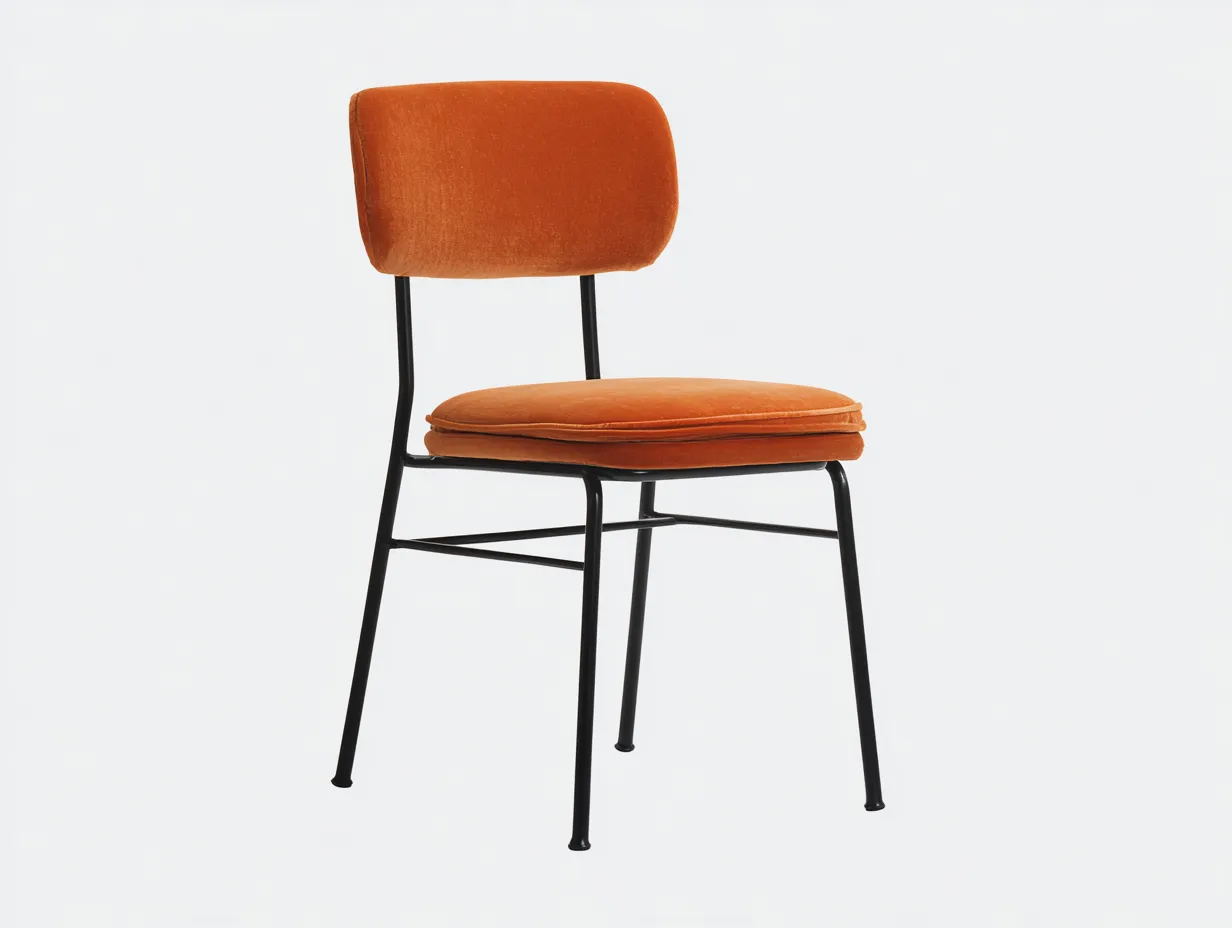 Chaise de salle à manger 49×55×82 cm – orange et noir – tissu et métal – style contemporain-Lirozahaus