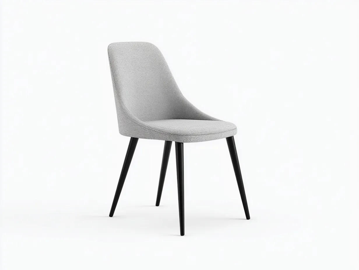 Chaise de salle à manger 47×55×86 cm - tissu gris clair et métal noir - ligne contemporaine pour salle à manger-Lirozahaus
