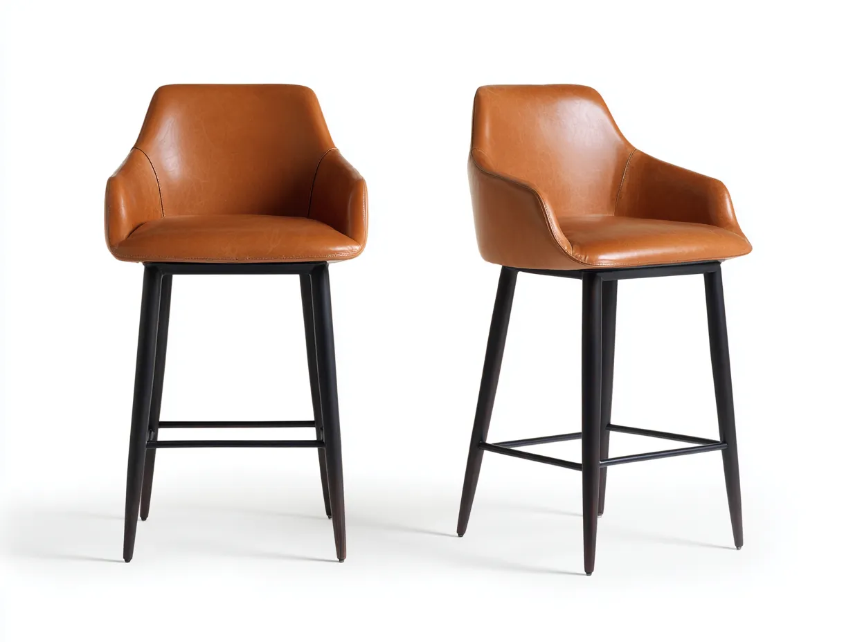 Ensemble de tabourets de bar 48×50×92 cm – noir et brun – pour balcon et terrasse – assise galbée-Lirozahaus