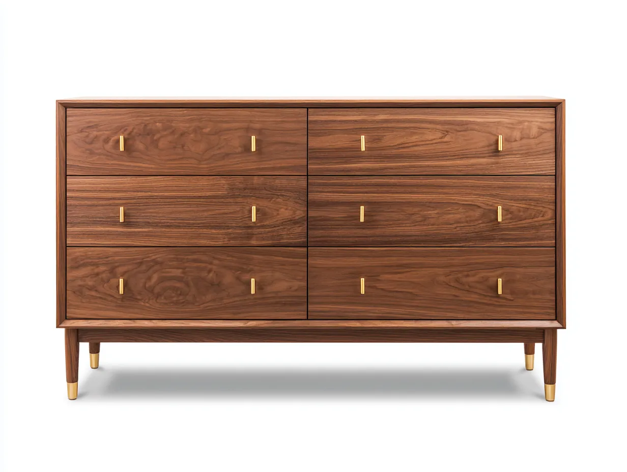 Commode en bois 145×46×88 cm – bois brun – rangement surélevé style rétro contemporain-Lirozahaus