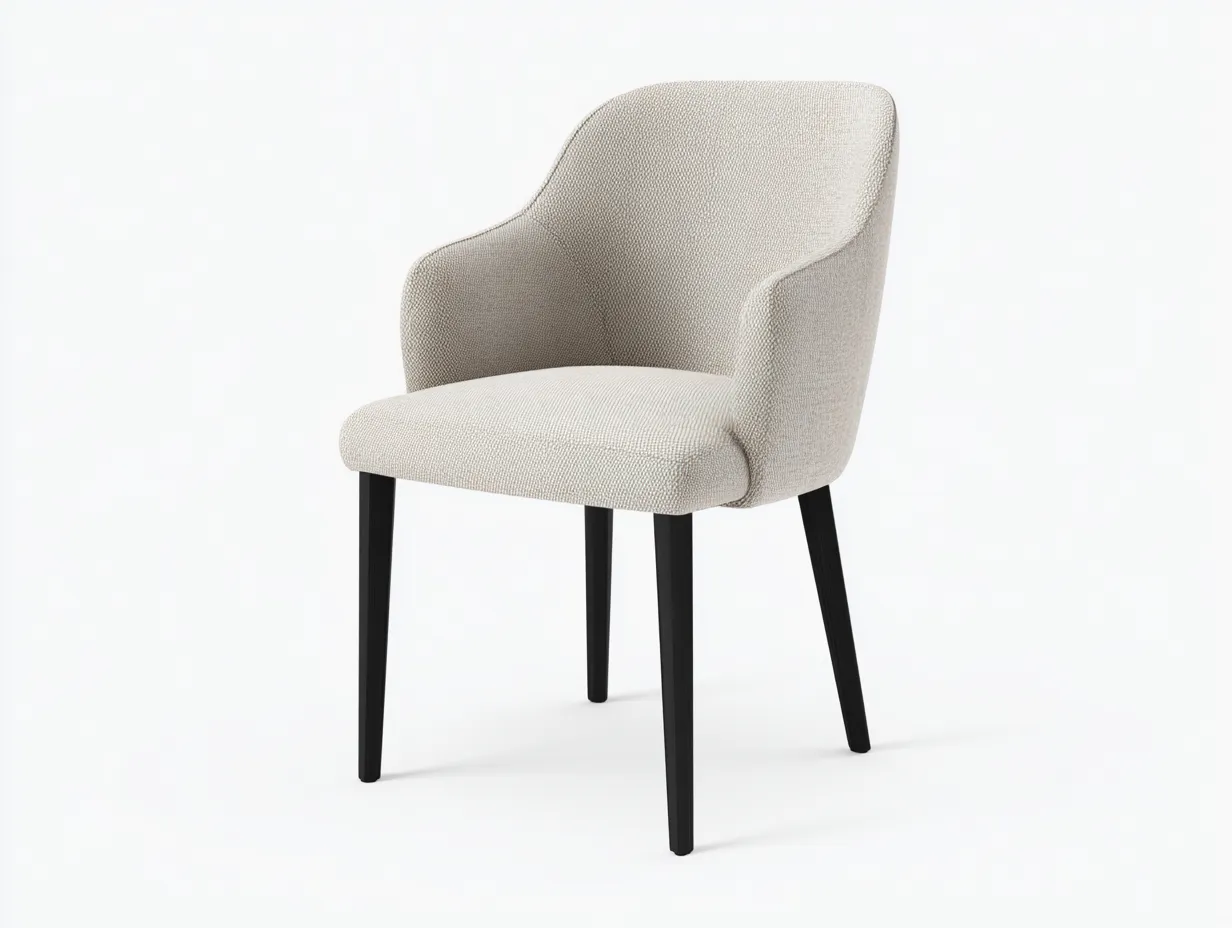 Chaise de salle à manger 58×60×84 cm - tissu beige et métal noir - assise enveloppante contemporaine-Lirozahaus