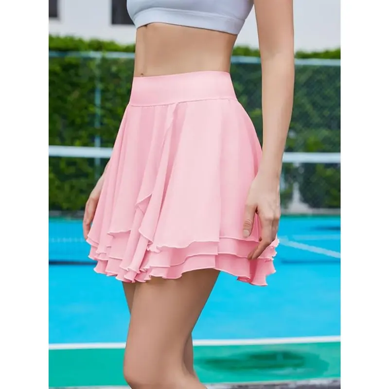 🔥6 items for just $23.99. Aoysky Women's Tiered Ruffled Mesh Tennis/Golf Skort, Athletic Above the Knee Style for Workouts/Dance with Built-in Shorts, Hang Dry