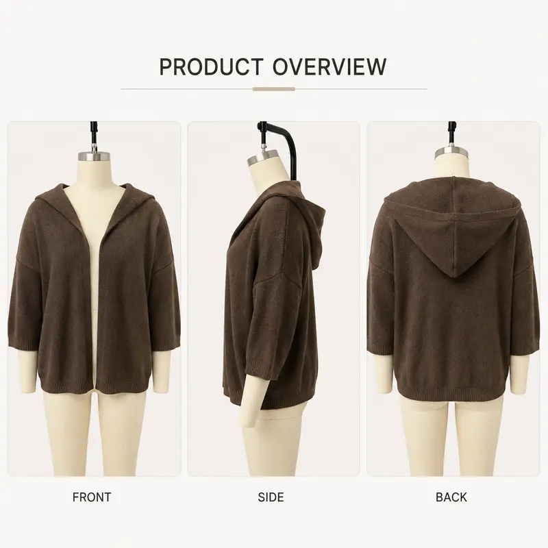 Hooded Open-Front Cardigan Women Cotton Blend 🔥 BUY 6 FOR $23.99 | BEST VALUE: 6 FOR ONLY $23.99