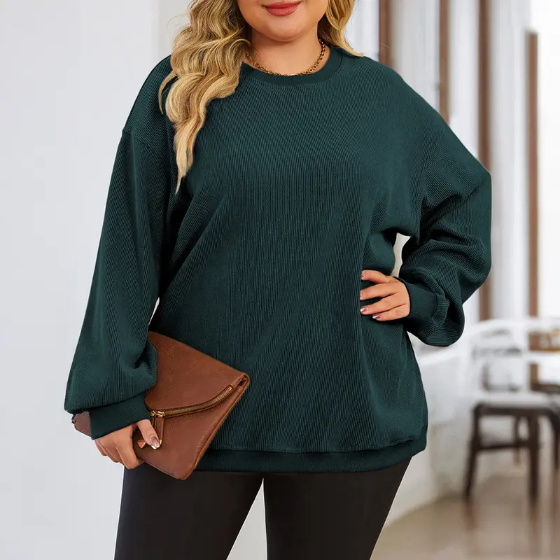 Aleumdr Women's Plus Size Oversized Corduroy Polyester Sweatshirt 🔥 BUY 6 FOR $15.99 | BEST VALUE: 19 FOR ONLY $35.99
