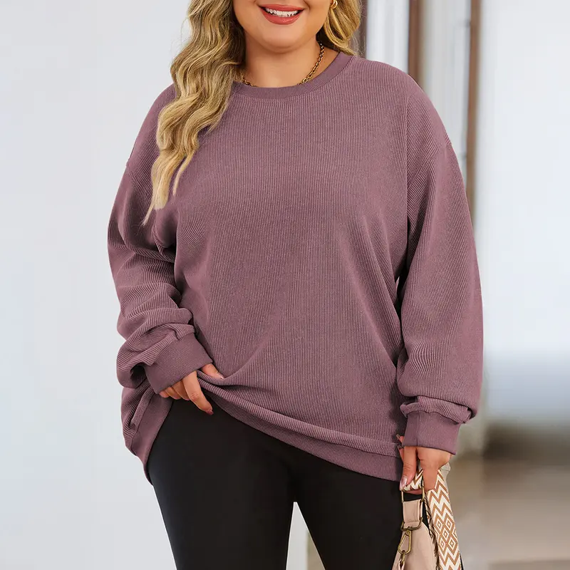 Aleumdr Women's Plus Size Oversized Corduroy Polyester Sweatshirt 🔥 BUY 6 FOR $15.99 | BEST VALUE: 19 FOR ONLY $35.99