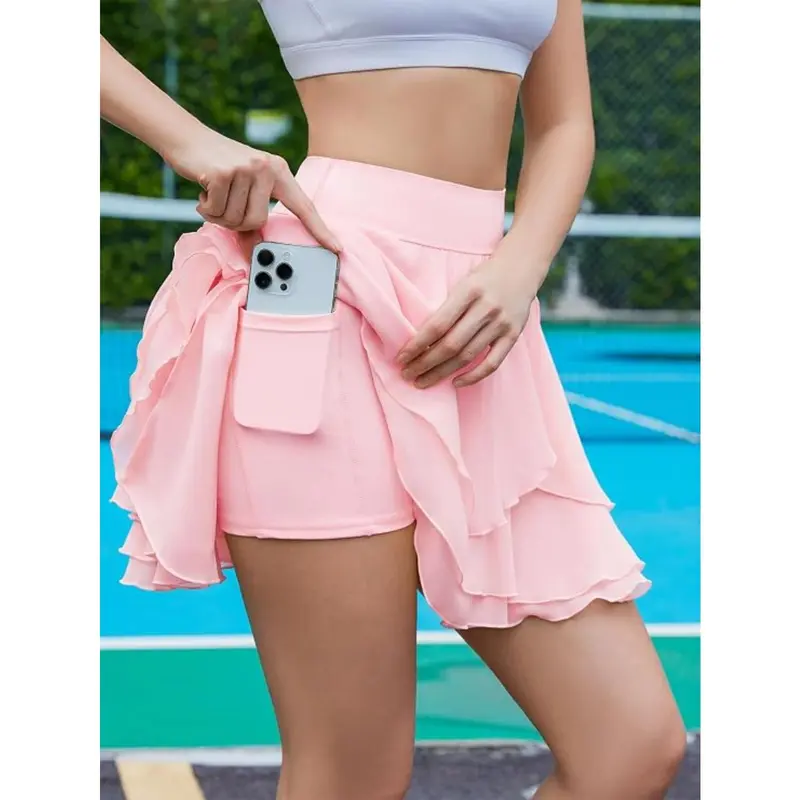 🔥6 items for just $23.99. Aoysky Women's Tiered Ruffled Mesh Tennis/Golf Skort, Athletic Above the Knee Style for Workouts/Dance with Built-in Shorts, Hang Dry