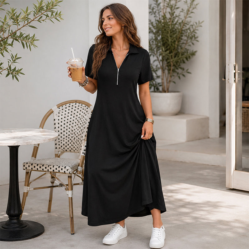 ⌛ Limited-Time Offer – Women’s Casual Solid Color Zipper Maxi Dress 💃 🔥 BUY 6 FOR $23.99 | BEST VALUE: 6 FOR ONLY $23.99