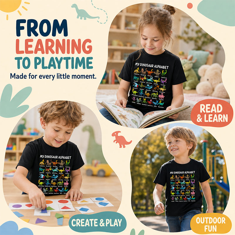 🔥🎁 New Arrival: Children’s Dinosaur & Letter Print T-Shirts 🔥 BUY 6 FOR $23.99 | BEST VALUE: 6 FOR ONLY $23.99