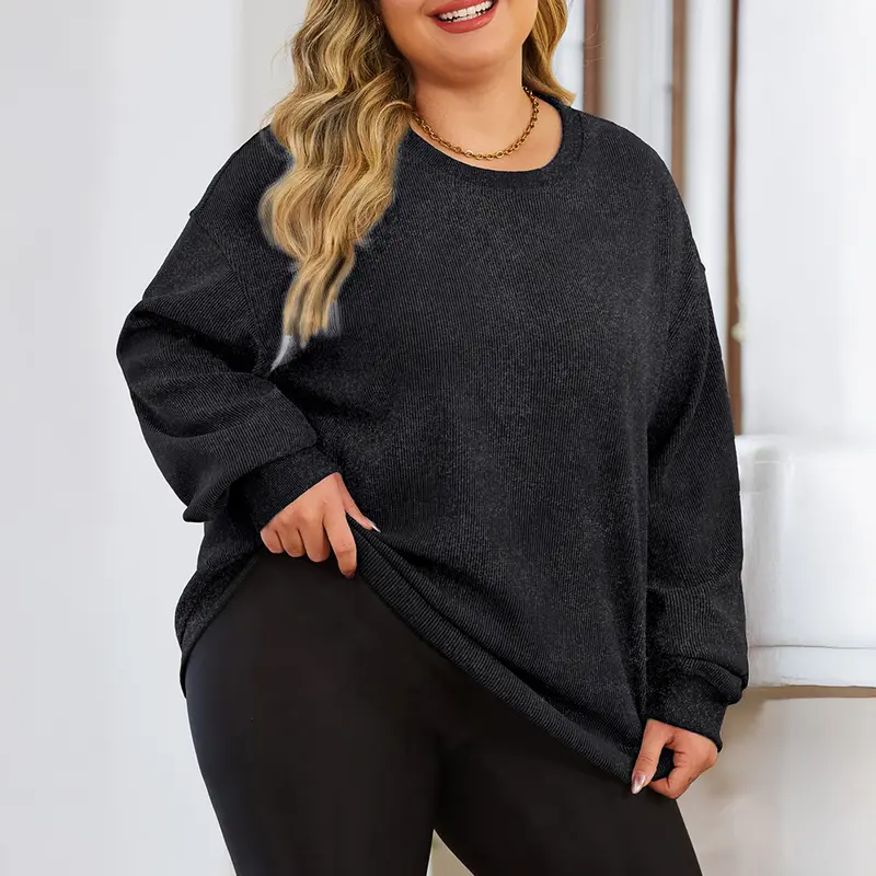 Aleumdr Women's Plus Size Oversized Corduroy Polyester Sweatshirt 🔥 BUY 6 FOR $15.99 | BEST VALUE: 19 FOR ONLY $35.99