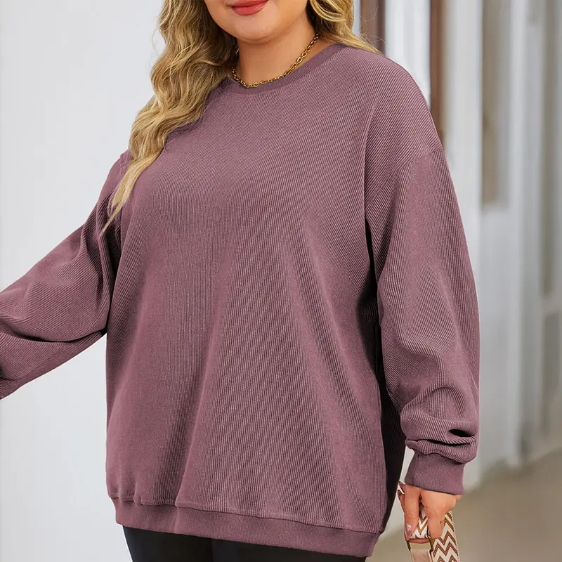 Aleumdr Women's Plus Size Oversized Corduroy Polyester Sweatshirt 🔥 BUY 6 FOR $15.99 | BEST VALUE: 19 FOR ONLY $35.99