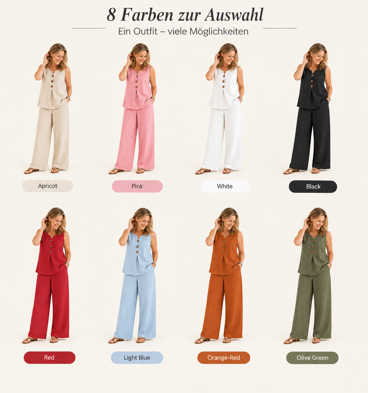 💗 Women’s Sleeveless Button Top & Loose Pants Set 🔥 BUY 8 FOR $29.90 | BEST VALUE: 8 FOR ONLY $29.90