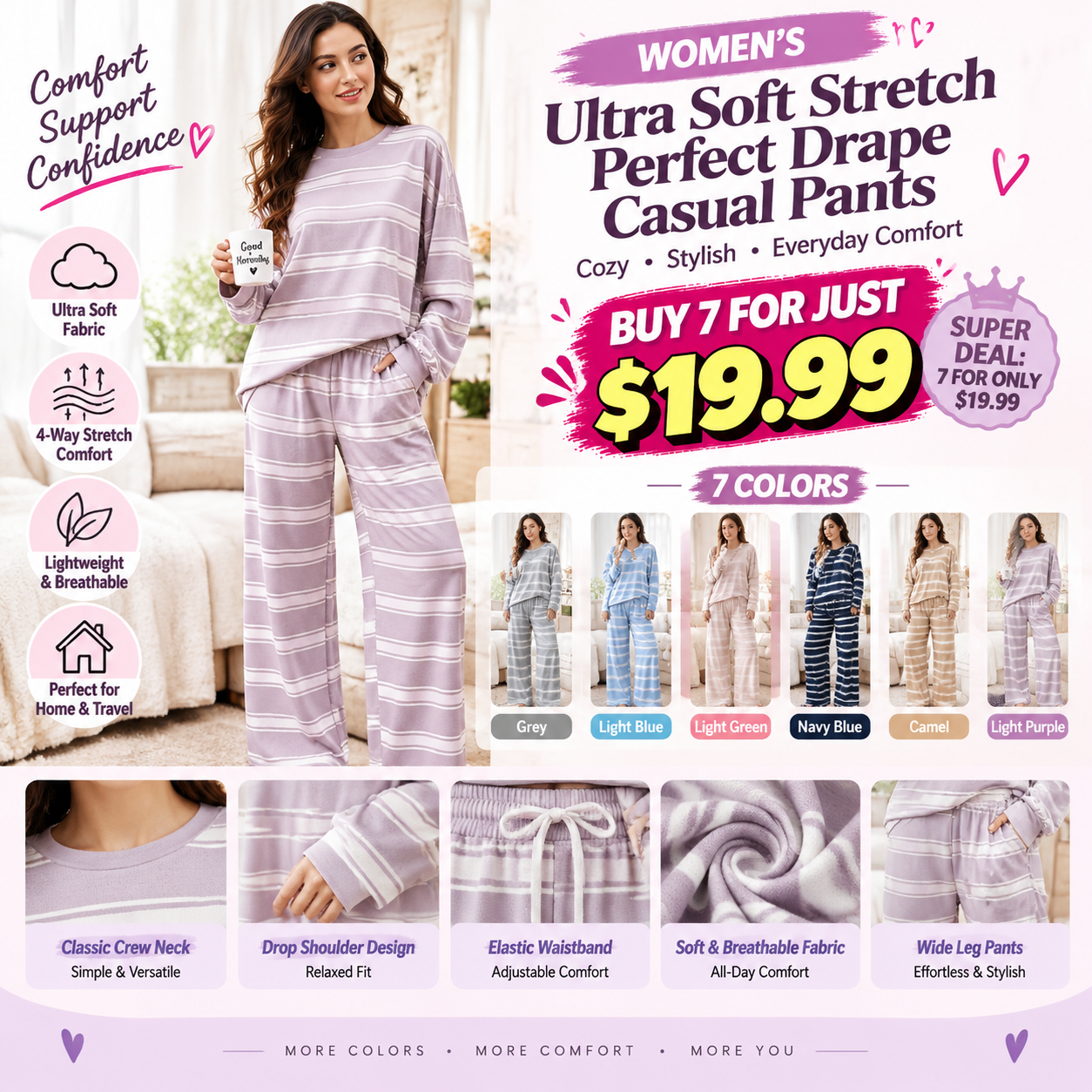 🎁Women's Striped Print 2 Piece Set🔥 Buy 6 for just $19.99 | Super Deal: 6 for only $19.99