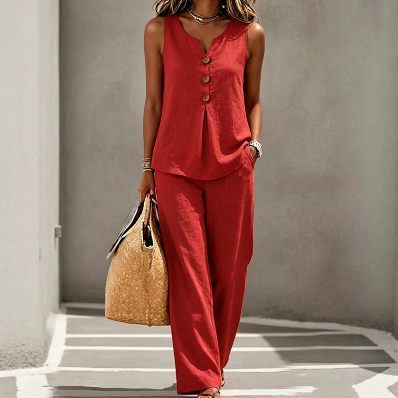 💗 Women’s Sleeveless Button Top & Loose Pants Set 🔥 BUY 8 FOR $29.90 | BEST VALUE: 8 FOR ONLY $29.90