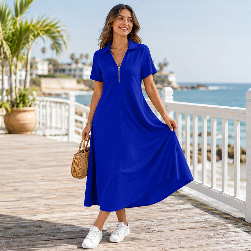 ⌛ Limited-Time Offer – Women’s Casual Solid Color Zipper Maxi Dress 💃 🔥 BUY 6 FOR $23.99 | BEST VALUE: 6 FOR ONLY $23.99