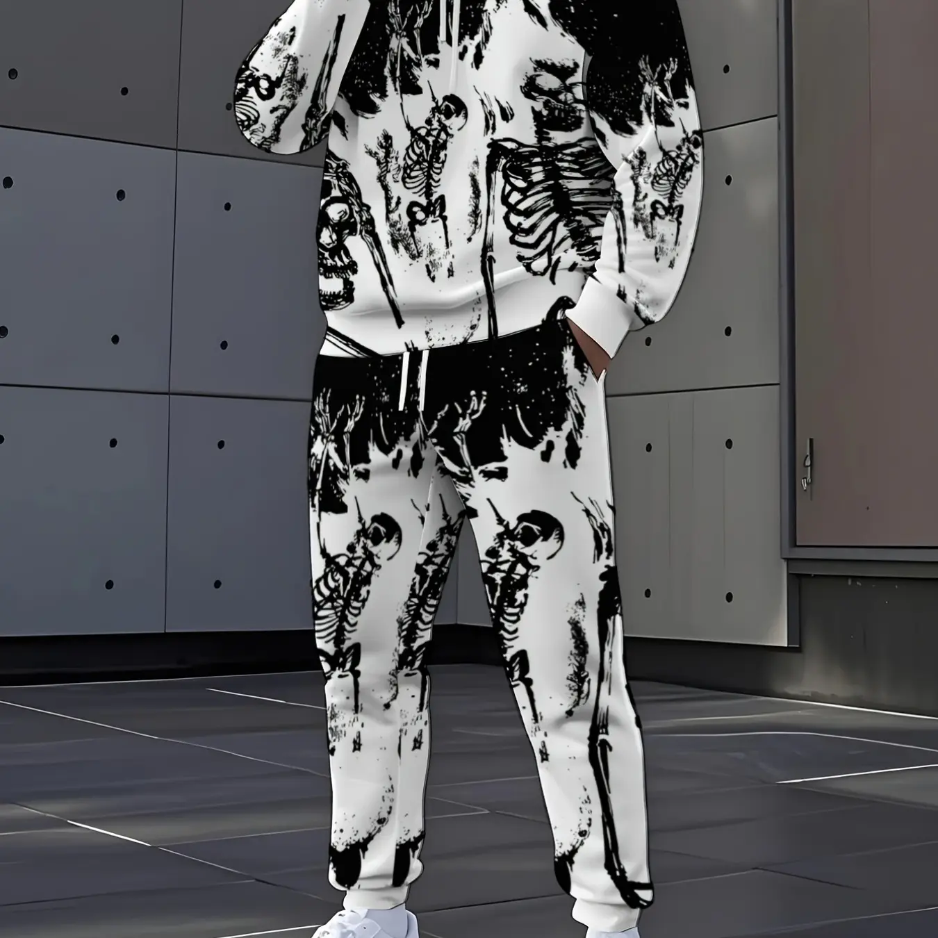 Men's Halloween Skeleton Print Hoodie and Pants Set, Casual Outdoor Wear🔥BUY 4 FOR $23.99 | BEST VALUE: 8 FOR ONLY 33.99
