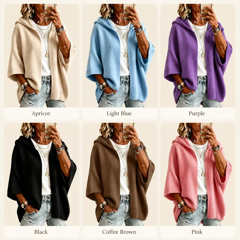 Hooded Open-Front Cardigan Women Cotton Blend 🔥 BUY 6 FOR $23.99 | BEST VALUE: 6 FOR ONLY $23.99