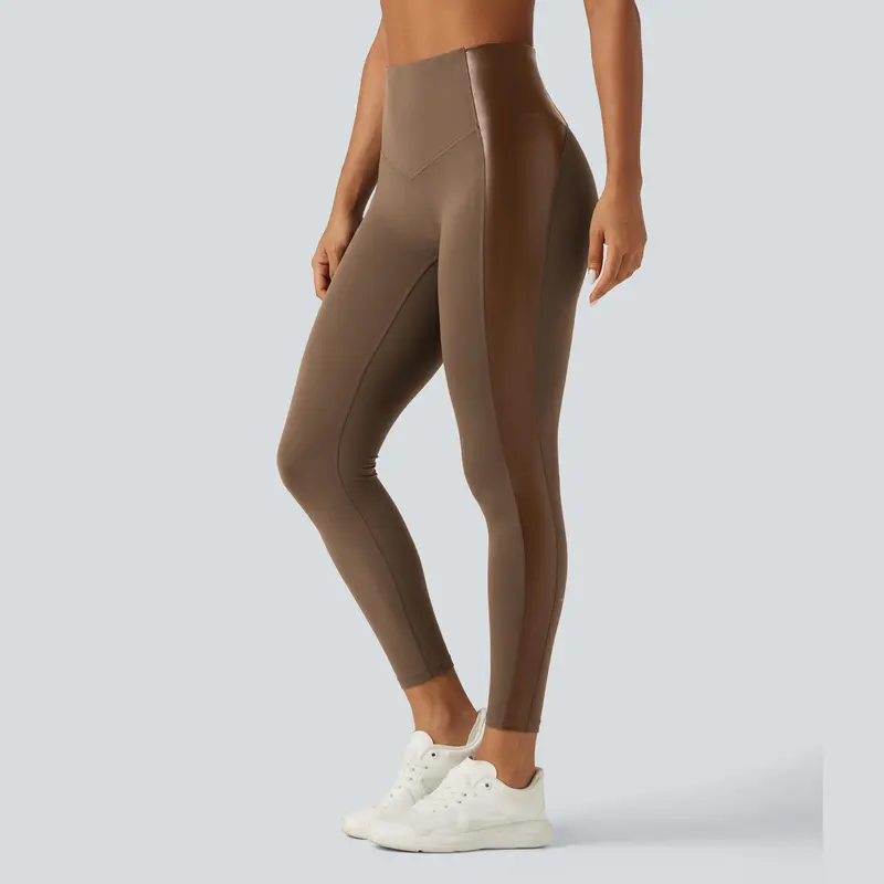 High Waisted Stretchy PU Tummy Control Yoga Leggings with Pocket🔥 BUY 7 FOR $17.99 | BEST VALUE: 11 FOR ONLY $24.99