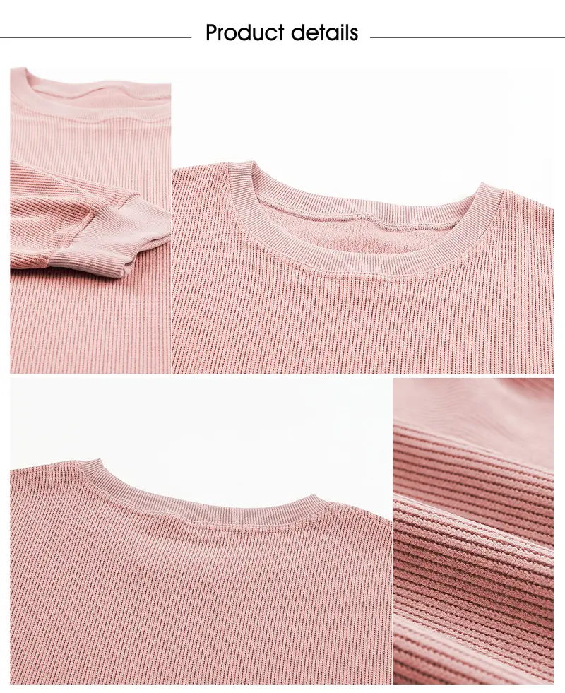 Aleumdr Women's Plus Size Oversized Corduroy Polyester Sweatshirt - Casual Round Neck Long Sleeve Lightweight Baggy Basics Pullover (Sports & Outdoor Tops, Women's Clothes, Plus Size Clothing)