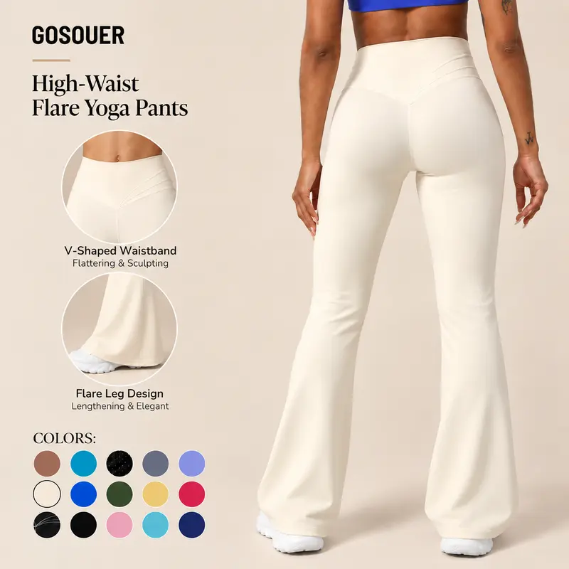 🔥14 items for just $39.90. Women's V-waist flare yoga pants—high-waisted, stretchy activewear suitable for yoga and everyday wear.