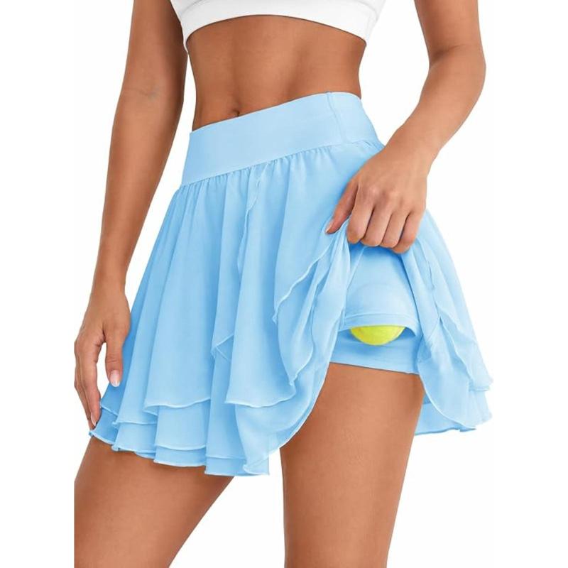 🔥6 items for just $23.99. Aoysky Women's Tiered Ruffled Mesh Tennis/Golf Skort, Athletic Above the Knee Style for Workouts/Dance with Built-in Shorts, Hang Dry