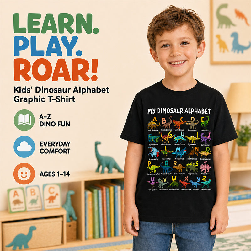🔥🎁 New Arrival: Children’s Dinosaur & Letter Print T-Shirts 🔥 BUY 6 FOR $23.99 | BEST VALUE: 6 FOR ONLY $23.99