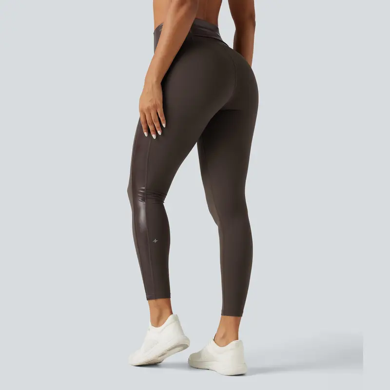 High Waisted Stretchy PU Tummy Control Yoga Leggings with Pocket🔥 BUY 7 FOR $17.99 | BEST VALUE: 11 FOR ONLY $24.99
