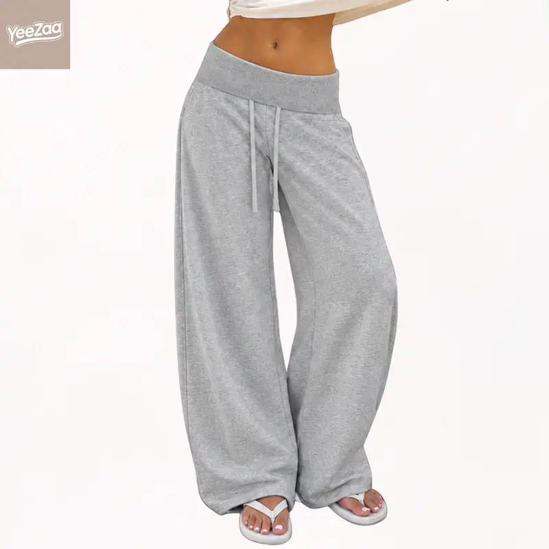 YeeZaa Fold Over Sweatpants for Women 85% Cotton Fitness Clothing Wide Leg Trousers with Pockets High Waisted Drawstring Baggy Sweat Pant 2026 Fall Winter Fashion Clothing🔥BUY 3 FOR $20.99 | BEST VALUE: 3 FOR ONLY $20.99