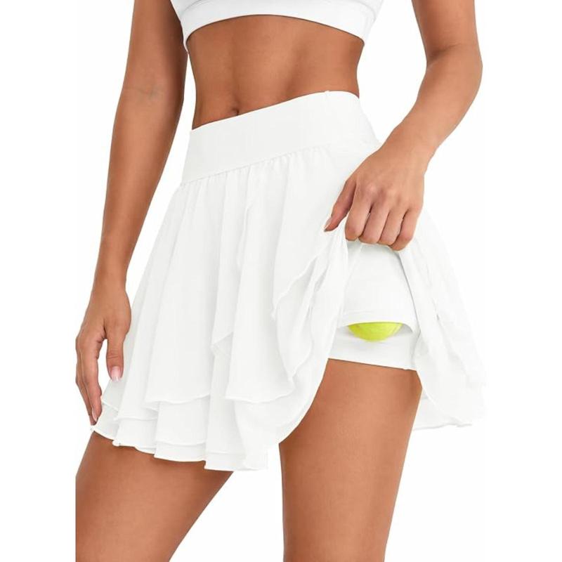 🔥6 items for just $23.99. Aoysky Women's Tiered Ruffled Mesh Tennis/Golf Skort, Athletic Above the Knee Style for Workouts/Dance with Built-in Shorts, Hang Dry