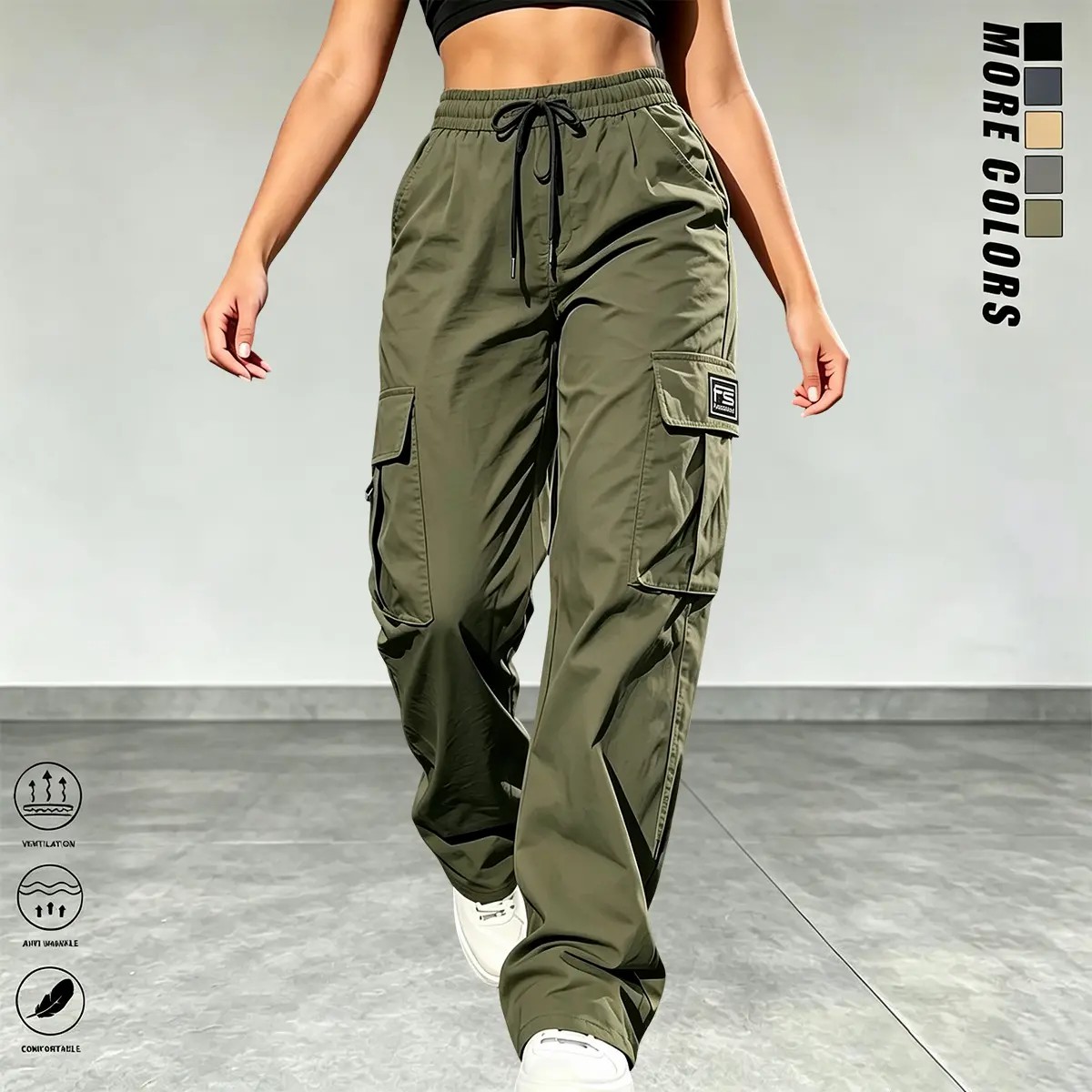 Women's Cargo Pants – Elastic Waist Loose Fit Bohemian Casual Trousers with Pockets🔥BUY 3 FOR $20.99 | BEST VALUE: 5 FOR ONLY $23.99