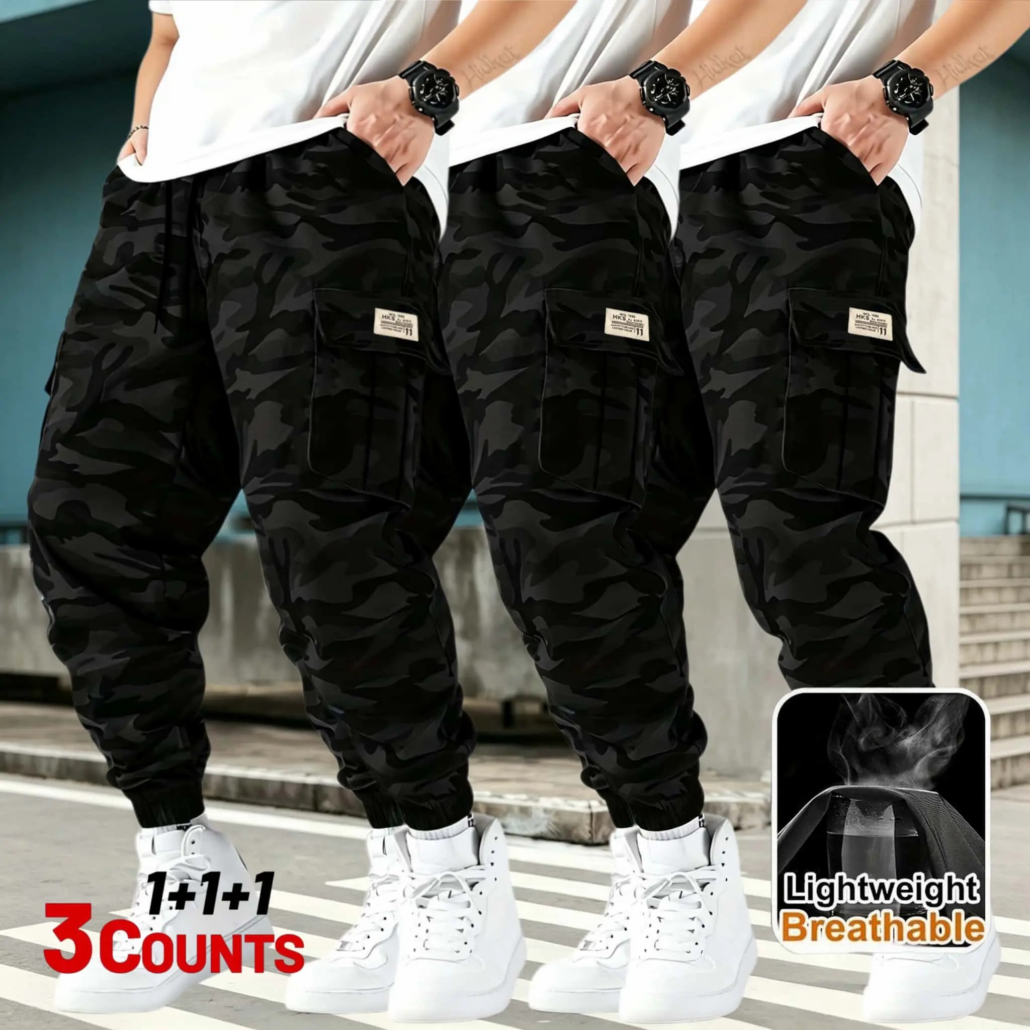 Men's 3-Piece Camo Tactical Work Pants – Breathable Quick-Dry Multi-Pocket Outdoor Pants 🔥BUY 3 FOR $20.99 | BEST VALUE: 6 FOR ONLY $24.99