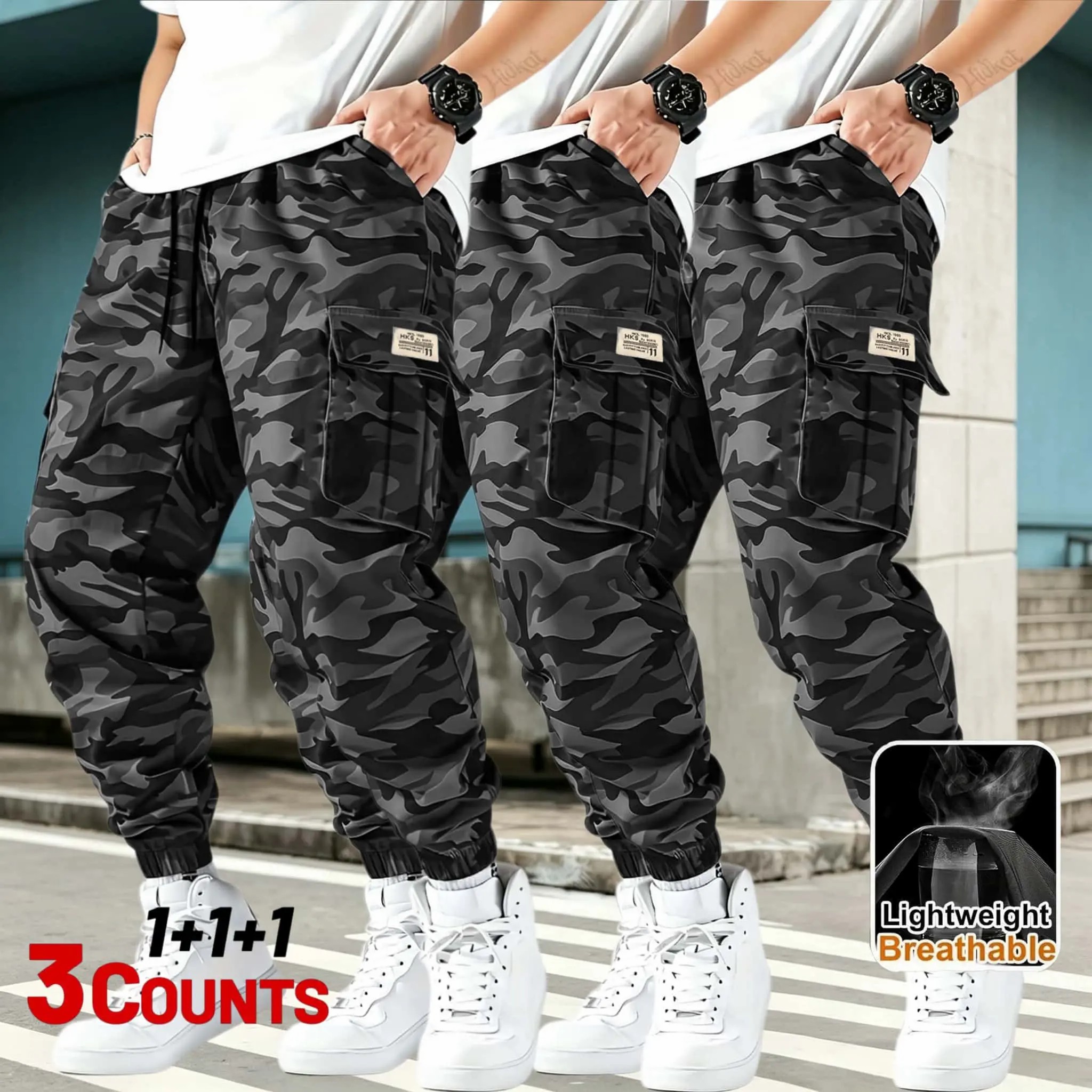 Men's 3-Piece Camo Tactical Work Pants – Breathable Quick-Dry Multi-Pocket Outdoor Pants 🔥BUY 3 FOR $20.99 | BEST VALUE: 6 FOR ONLY $24.99