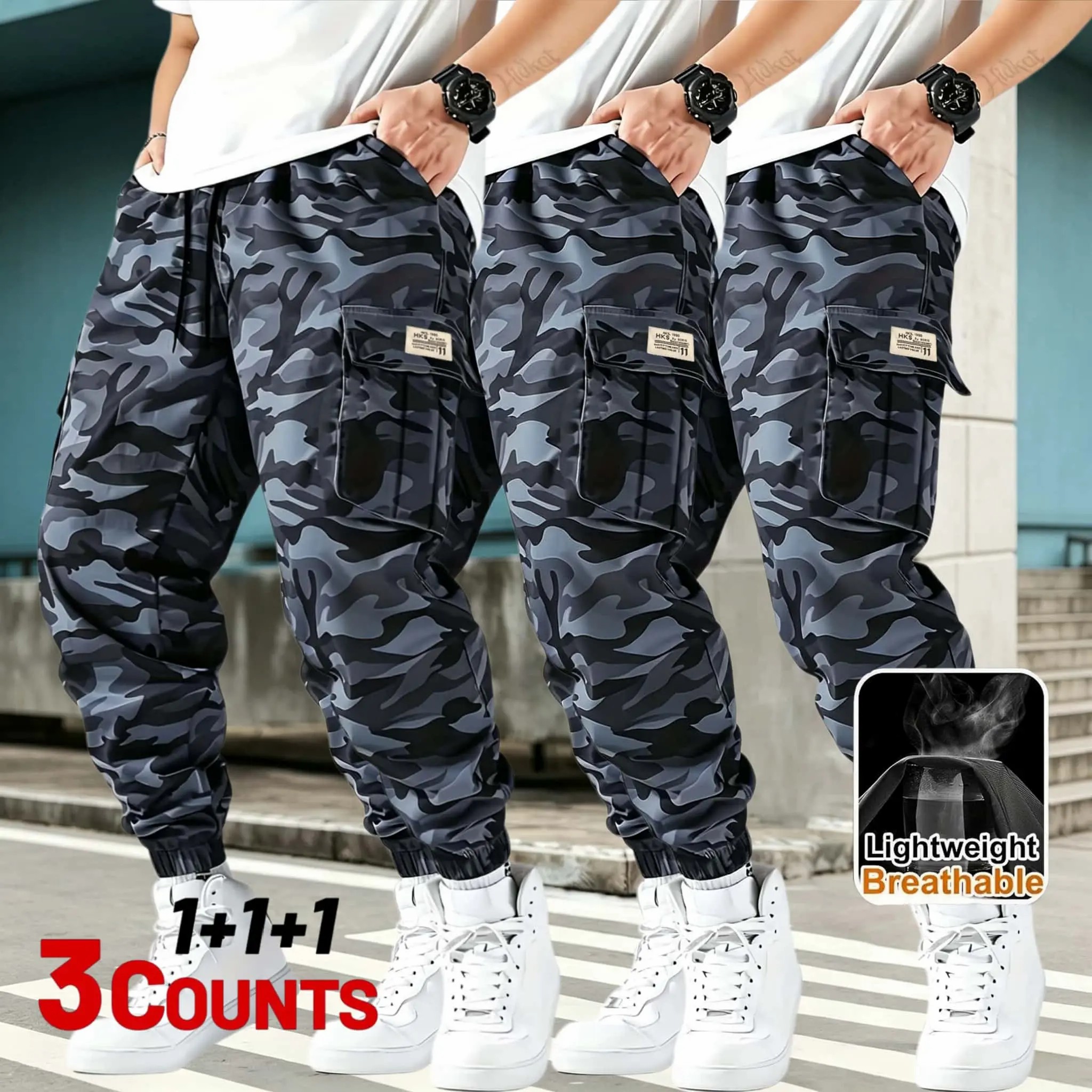 Men's 3-Piece Camo Tactical Work Pants – Breathable Quick-Dry Multi-Pocket Outdoor Pants 🔥BUY 3 FOR $20.99 | BEST VALUE: 6 FOR ONLY $24.99