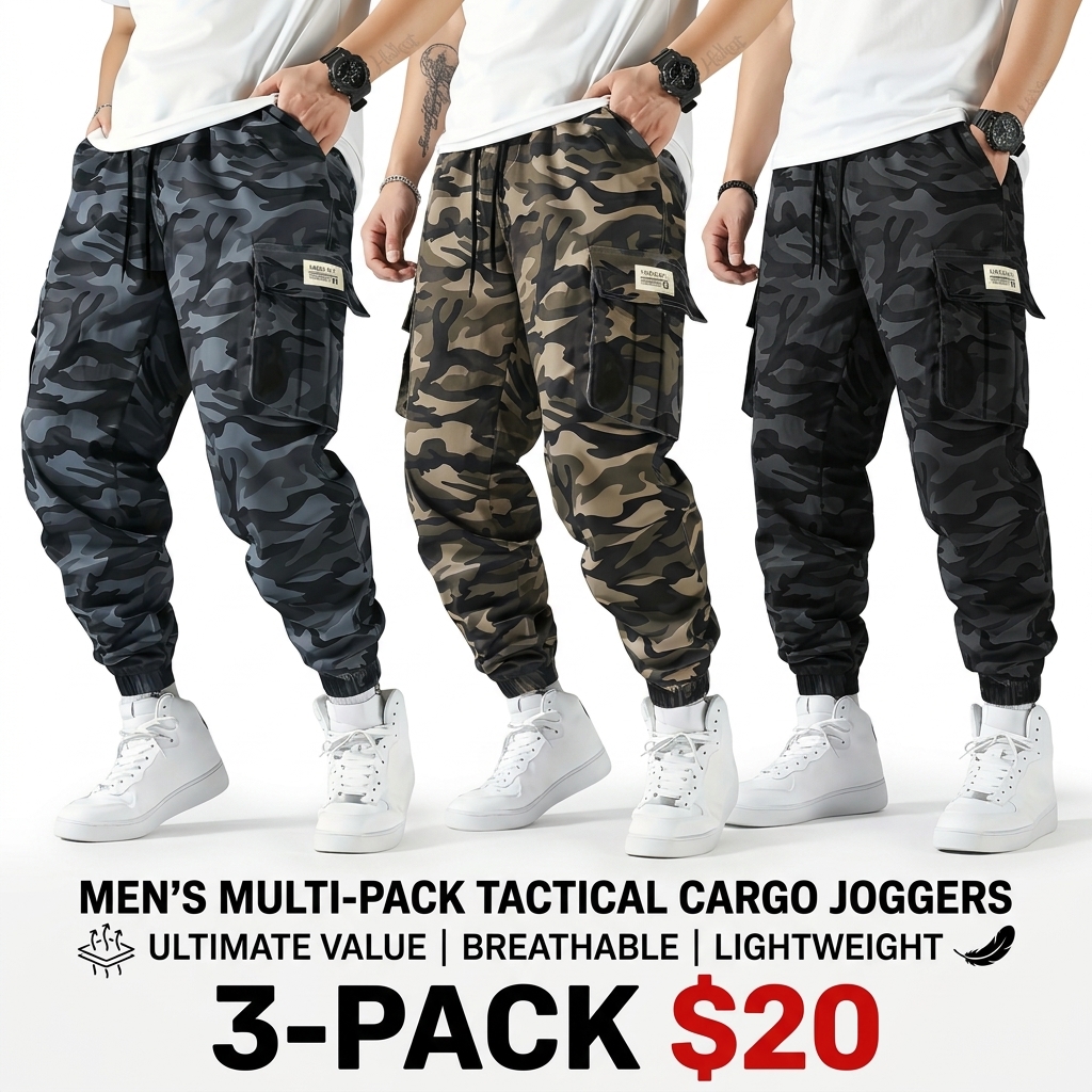 Men's 3-Piece Camo Tactical Work Pants – Breathable Quick-Dry Multi-Pocket Outdoor Pants 🔥BUY 3 FOR $20.99 | BEST VALUE: 6 FOR ONLY $24.99