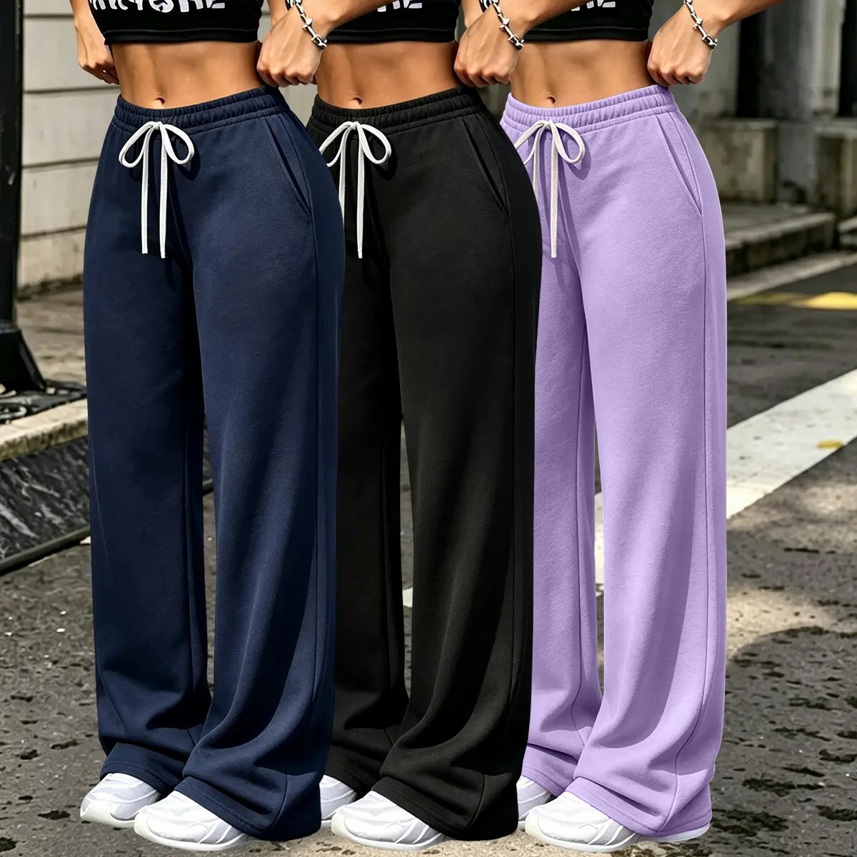 Women's 3-Pack Fleece-Lined Wide Leg Pants – Drawstring Waist Casual Bottoms with Pockets🔥BUY 3 FOR $20.99 | BEST VALUE: 6 FOR ONLY $24.99
