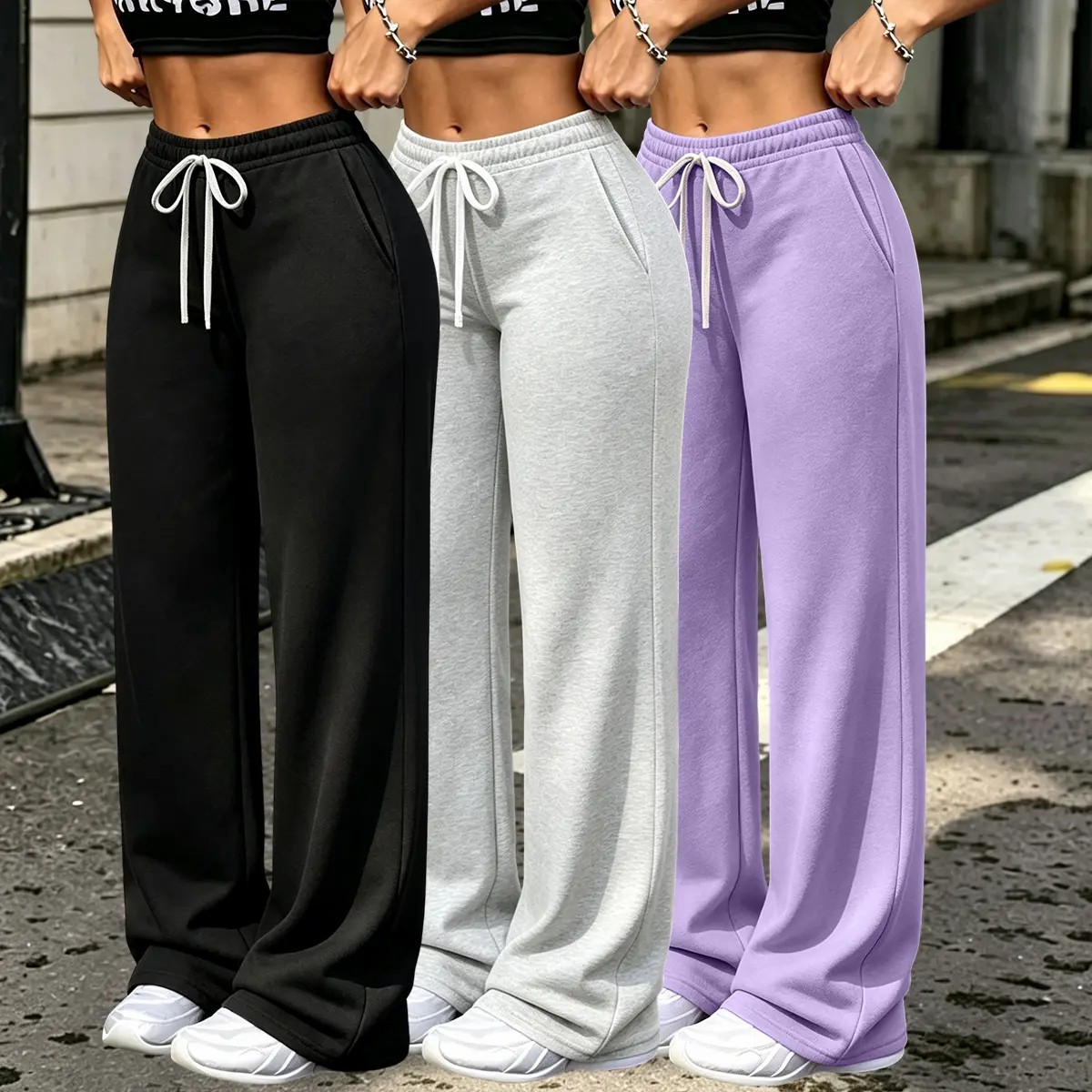 Women's 3-Pack Fleece-Lined Wide Leg Pants – Drawstring Waist Casual Bottoms with Pockets🔥BUY 3 FOR $20.99 | BEST VALUE: 6 FOR ONLY $24.99